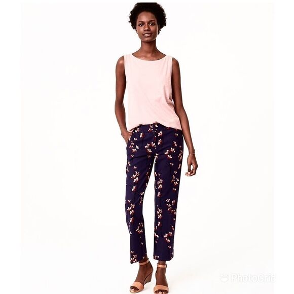 Loft Floral Straight Leg Ankle Pants - Picture 1 of 10